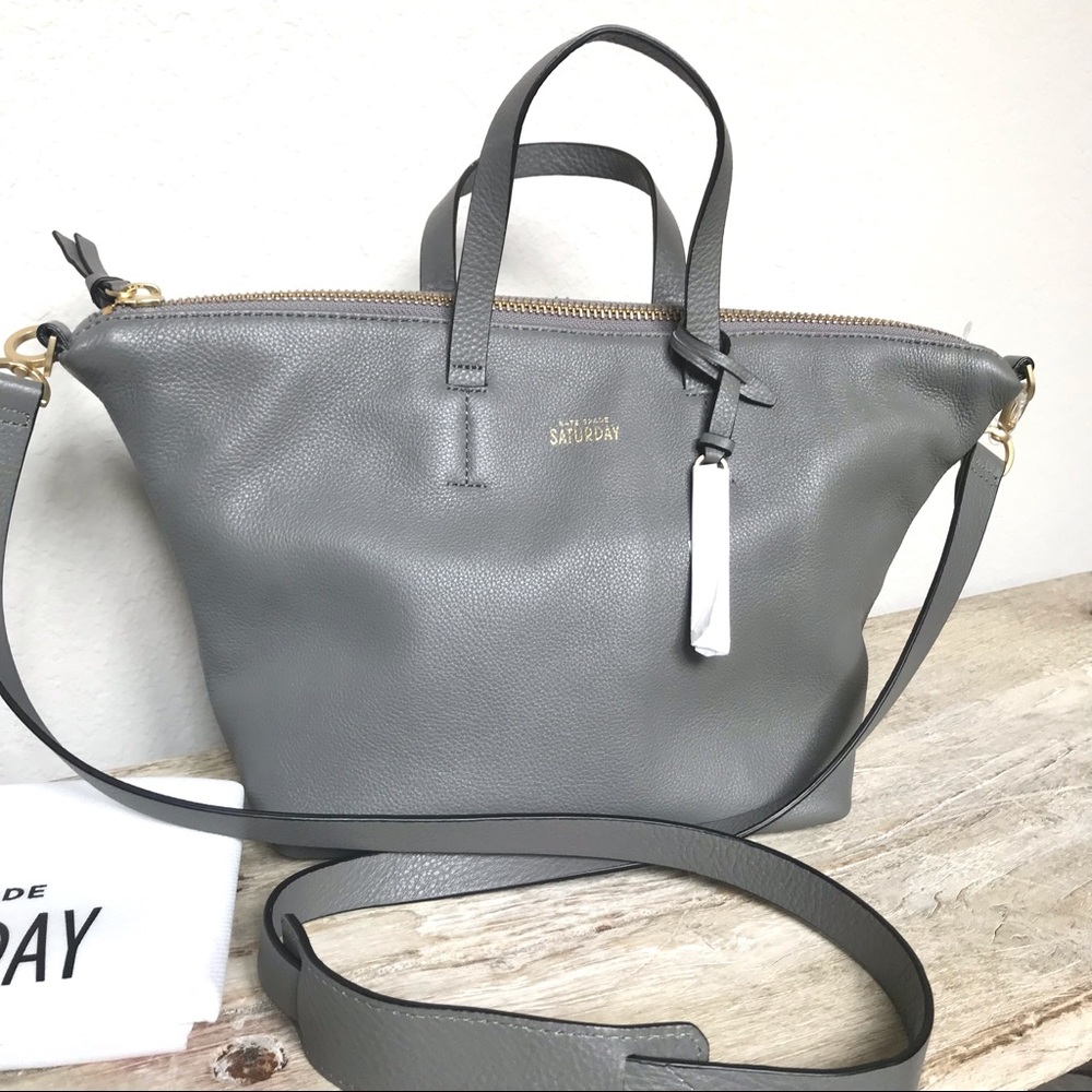 Kate Spade Saturday Freeform Satchel Crossbody Bag in Gray Leather NWOT